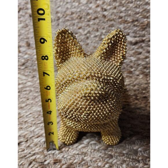 French Bulldog Statue Gold Pug Sitting Dog Figurine English Bulldog Home Decor - Picture 9 of 10